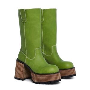 Dolls Kill x Delia’s “Musical Life” Green Knee-High Platform Boots – Women’s 9